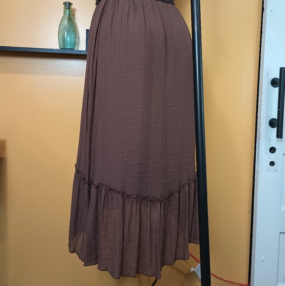 Rack 47 By Wrangler Brown Belted Spaghetti Strap Ruffle Dress Size XL - Picture 12 of 16